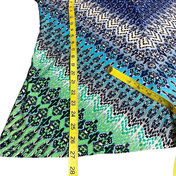 Roz & Ali tunic top polyester spandex blue green abstract print 2X soft - Picture 4 of 8